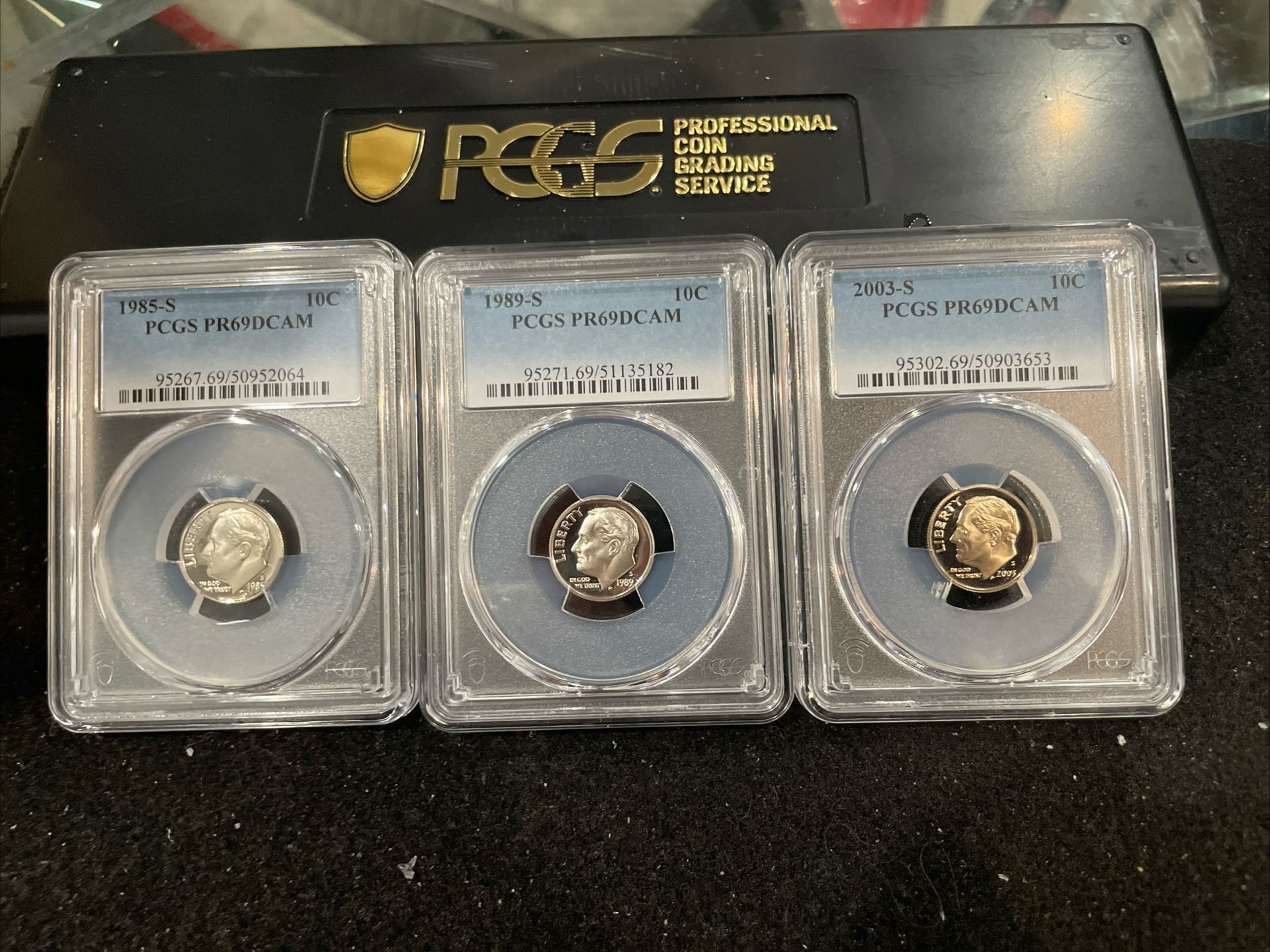Lot Of 3 Gem Proof Roosevelt Dimes All Graded At PR69 With A Deep Cameo