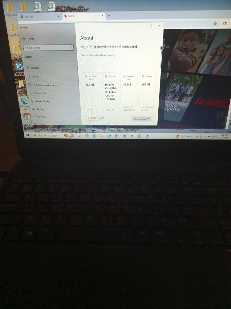 DELL Inspiron 15-3521 Intel (contact info removed) GHz/12GB RAM upgrade 500GB HDD, W10 Pro