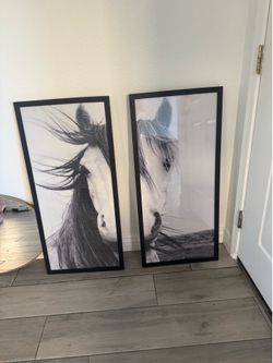 Large Black & White Horse Framed Wall Art – World Market – Set of 2