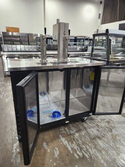 Polarman 49 1/8" PLM-BCBD2-2 (2) Single Tap Black Kegerator Beer Dispenser
