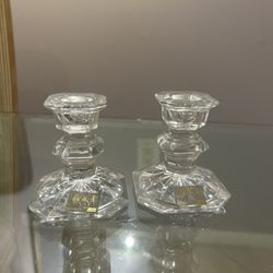 Mikasa - Set of 2 Glass Candle Holders 3" Tall Standard Candle Insert