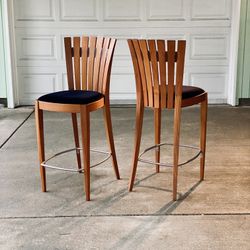 Mid Century Teak Bar Stools by Sun Cabinet
