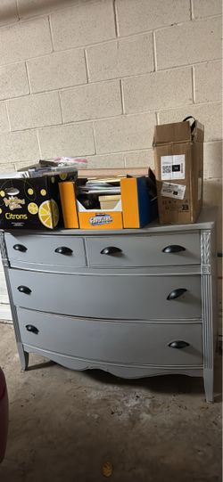Gray Painted Vintage Wood Dresser