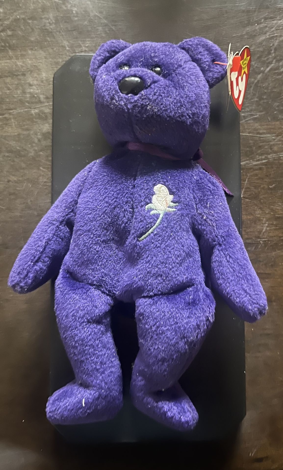 TY Beanie Babies- 1997 PRINCESS DIANA Purple Teddy Bear, MINT PE Pellets RARE