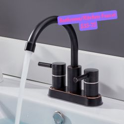 Oil Rubbed 2 Handles 4 Inch Bathroom Faucet (Part number: IK-JLT093H）
