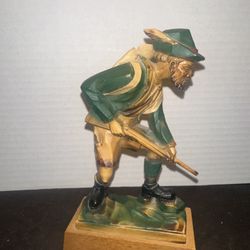 Bavarian Austrian German Hunter Man Tyrol Jägers Mann Figurine On Wood Base