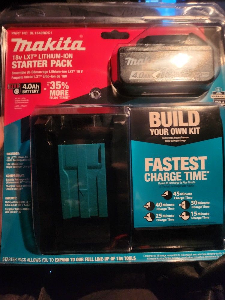 NEW Makita 18V LXT Lithium-Ion High Capacity Battery Pack 4.0Ah w/ Fuel Gauge & FAST CHARGER Starter Kit