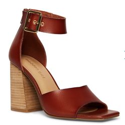 Madden Girl Reveal Reveall Heeled Sandals Red Brown Gold Buckle Prom Size 5  Chunky block heel take dressy looks through the roof in the sturdy ankle 