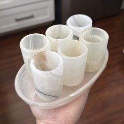 Vintage white onyx glasses set