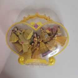 Beauty & The Beast - Vintage (13) Thirteen Belles In Yellow Dresses - Various Sizes & Styles in a Heart Shape Case