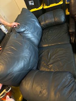 Reclining Couch - 2 Seater - Dark Blue (Leather)