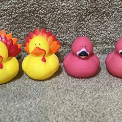Rubber ducks lot of 4 Birds Turkey Pink  Flamingo new party favor 