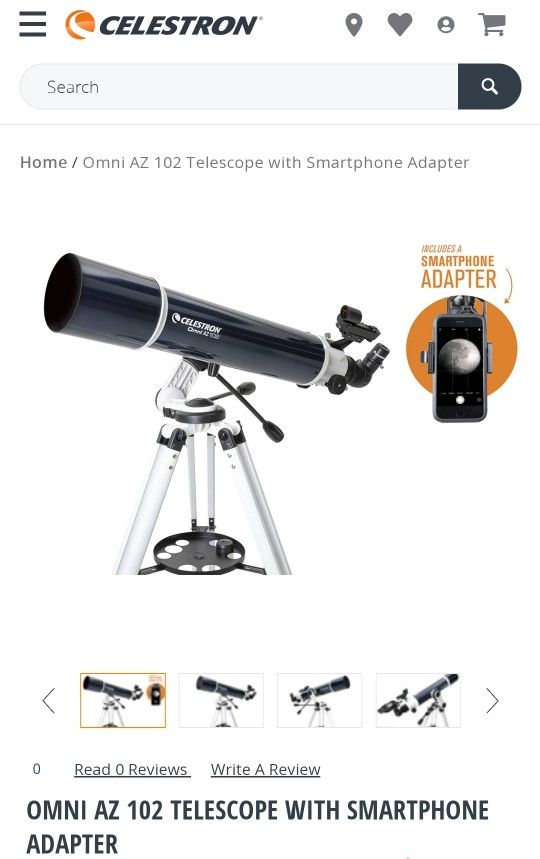 Brand New Celestron OMNI AZ 102 Telescope With Smartphone Adapter