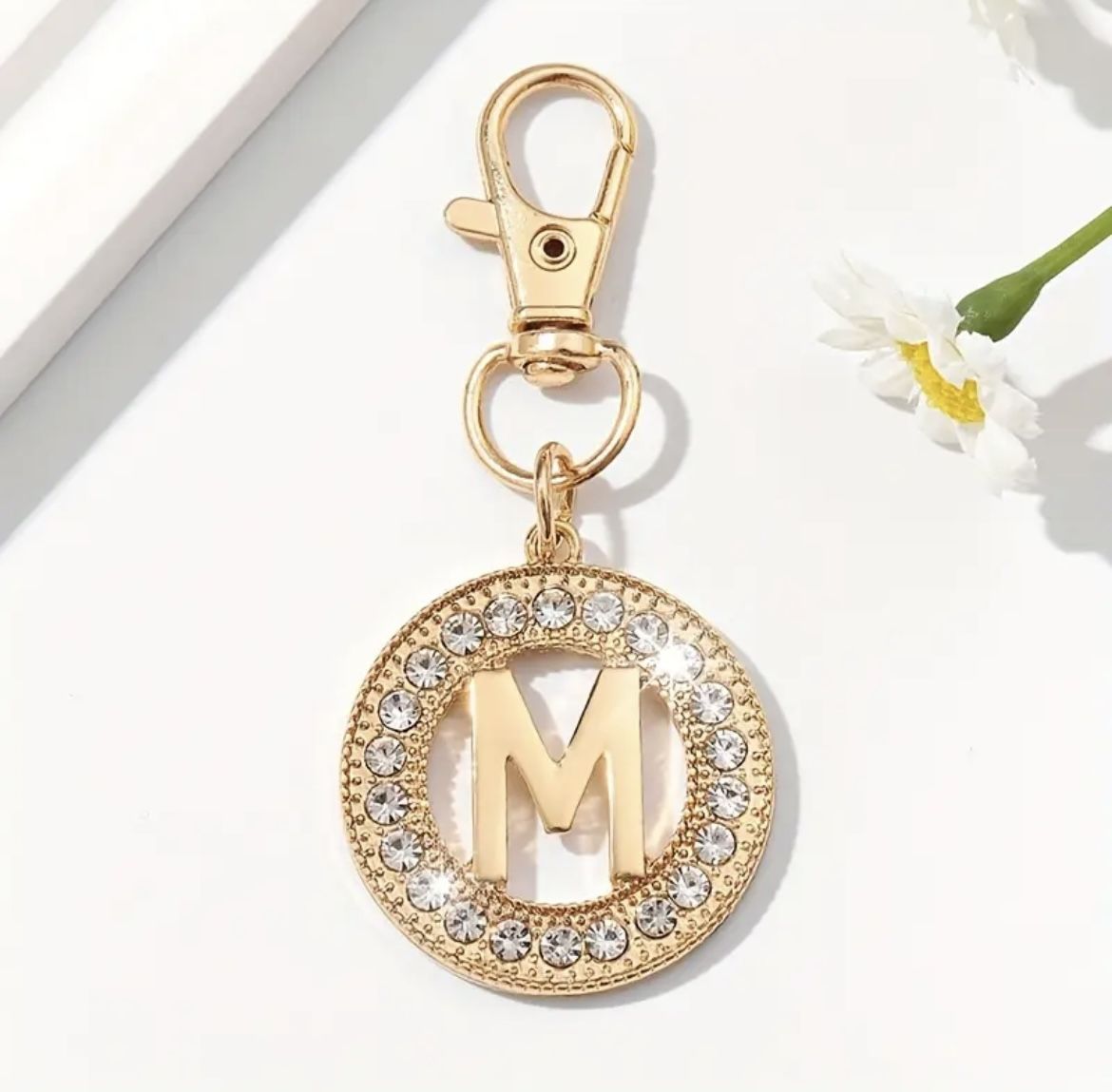 Brand New Glamorous Rhinestone-Encrusted Alphabet Keychain & Bag Charm