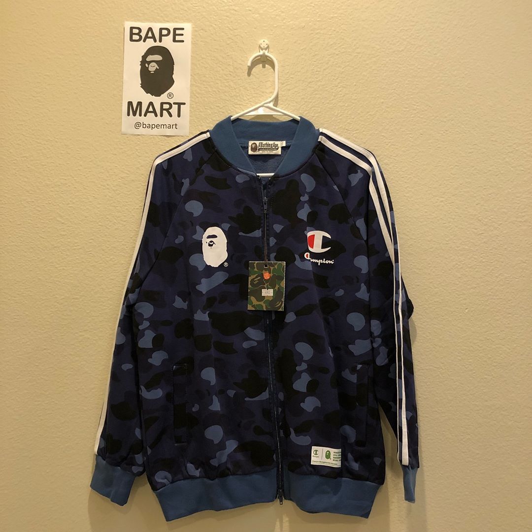 Bape champion jacket camo blue (fits like medium/large)