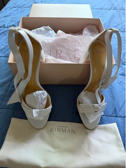 Alexandre Birman Clarita Block 90 Fabric Sandals – White – Size 39 – Used in BOX