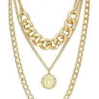 Punk Golden Color Portrait Coin Pendant Necklace For Women