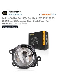 KarParts360 For Ram 1500 Fog Light 2019 20 21 22 23 2024 Driver OR Passenger Side | Single Piece | For CH(contact info removed) | (contact info remove