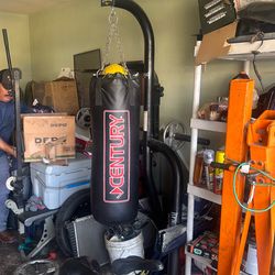 Everlast Punching Bag With Speed Bag Attachment Stand Including.