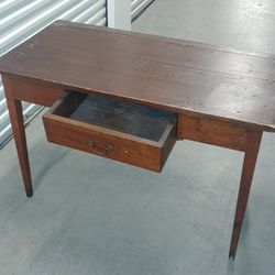 100+ yr old Primitive Table Desk. Very Wide Planks For The Top And Old Nails