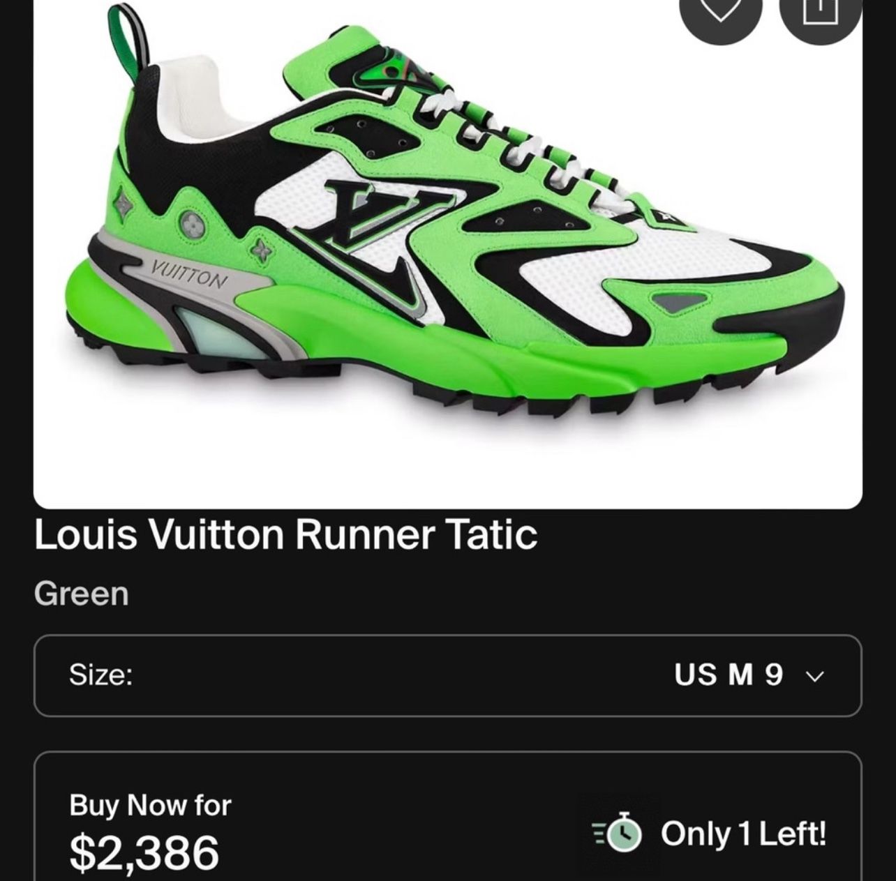 Louis Vuitton Mens Tactic Green Sneakers 