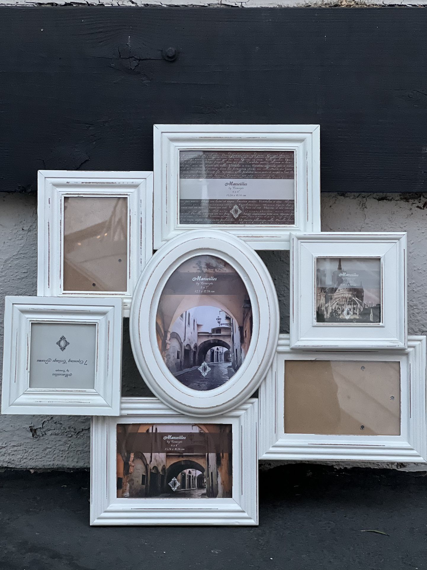 FRAME- 7 PICS - ANTIQUE DISTRESSED