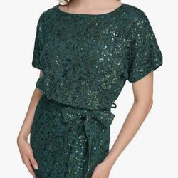 Green Sequins Dress For Wedding or Cocktail  Party Size 8