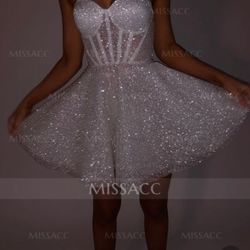 A-Line Sweetheart Short/Mini Sequined Prom/Homecoming Dress #SPD11075
