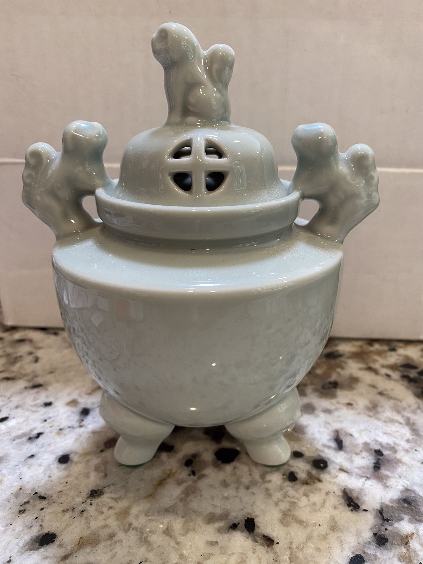 Elegant vintage Japanese ceramic incense burner