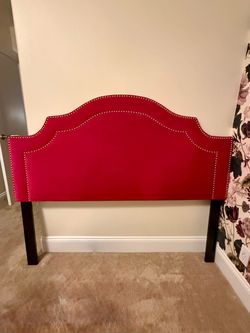 Hot Pink Upholstered Headboard with Nailhead Trim