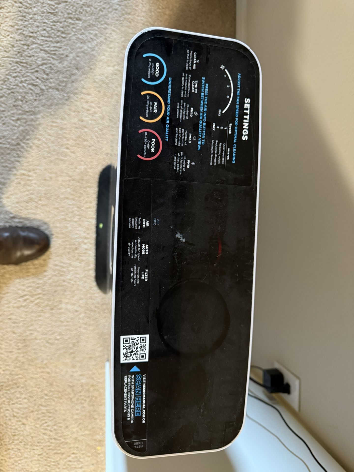 Shark HE601 Air Purifier 6 True HEPA Cleans up to 1200 Sq. Ft., Captures 99.98% of Particles, dust, allergens, Smoke, 0.1–0.2 microns, Advanced Odor L