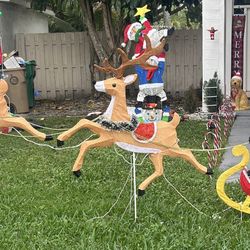 6 ft. Yuletide Lane LED Santa's Sleigh with Reindeer Holiday Yard Decoration Y40
