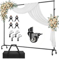 10x7.7FT Heavy Duty Rolling Backdrop Stand