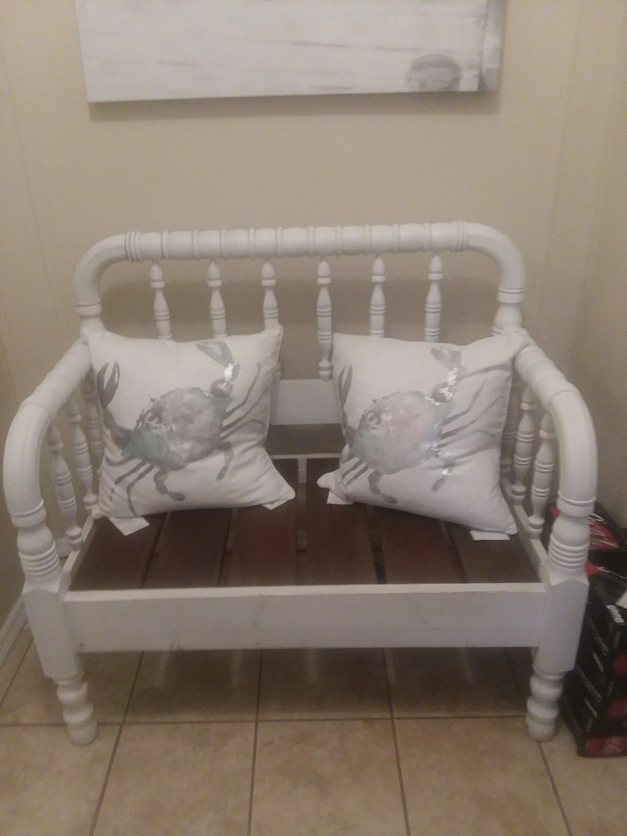 Heavy duty custom bench from Vintage Authentic Jenny Lind bed