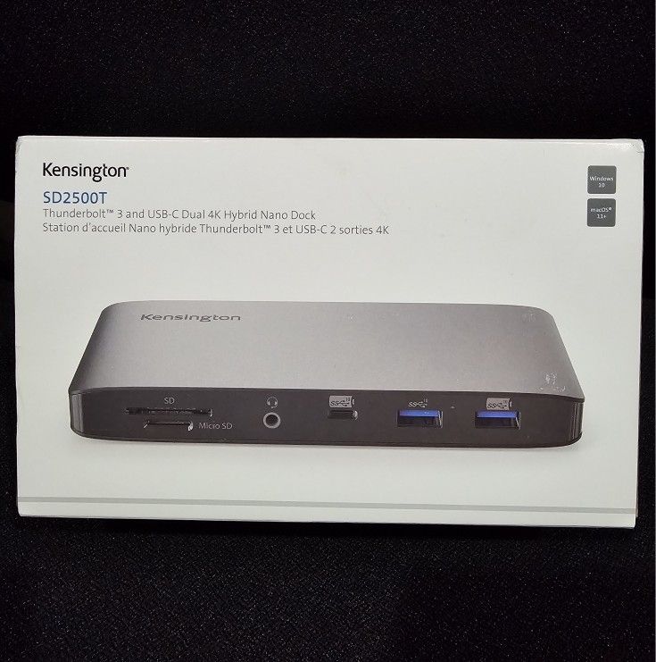 Kensington SD2500T Thunderbolt and USB-C Docking Station for Windows, MacBooks, and Surface; Dual 4K, 60W PD