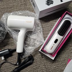 Mini Negative Ion Hot Comb Hair Straightener and Blow Dryer