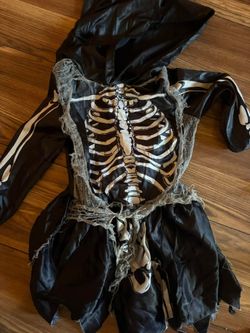 Skeleton Halloween Costume Dress with Hood Kids small/medium