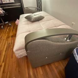 Velvet grey sofa decorated with gem stones
