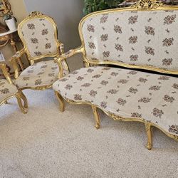 French Antique Sofa w/ two chairs 