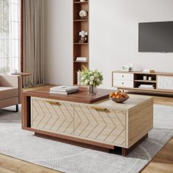 Tribesigns Extendable Coffee Table, 42"-65" Length Adjustable Reversible Wood Coffee Table 🌱