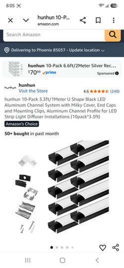 hunhun U Shape Black LED Aluminum Channel System, 10-Pack