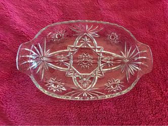 Vintage Anchor Hocking Star of David Oval Divided Relish Candy Dish 10” x 6” FLAWLESS!