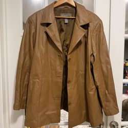 Jessica Holbrook 100% Genuine Leather Coat – Women’s 2X – Camel Brown (Excellent!)