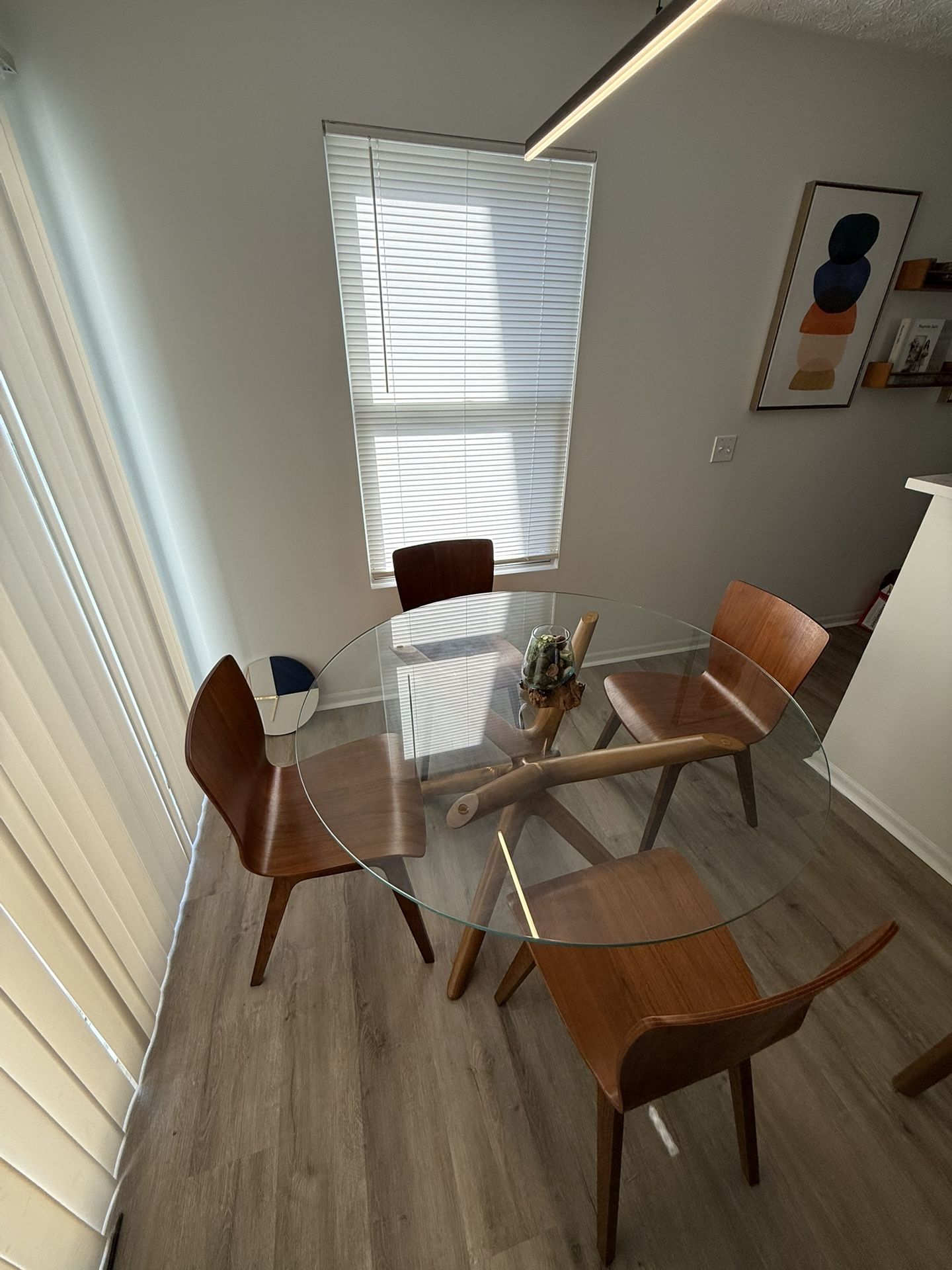 West Elm Glass Dining Table W/ 4 Chairs