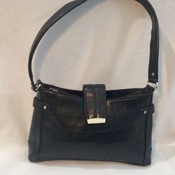 Small Liz Claiborne Black Faux Crocodile Mini Bag in excellent condition. 