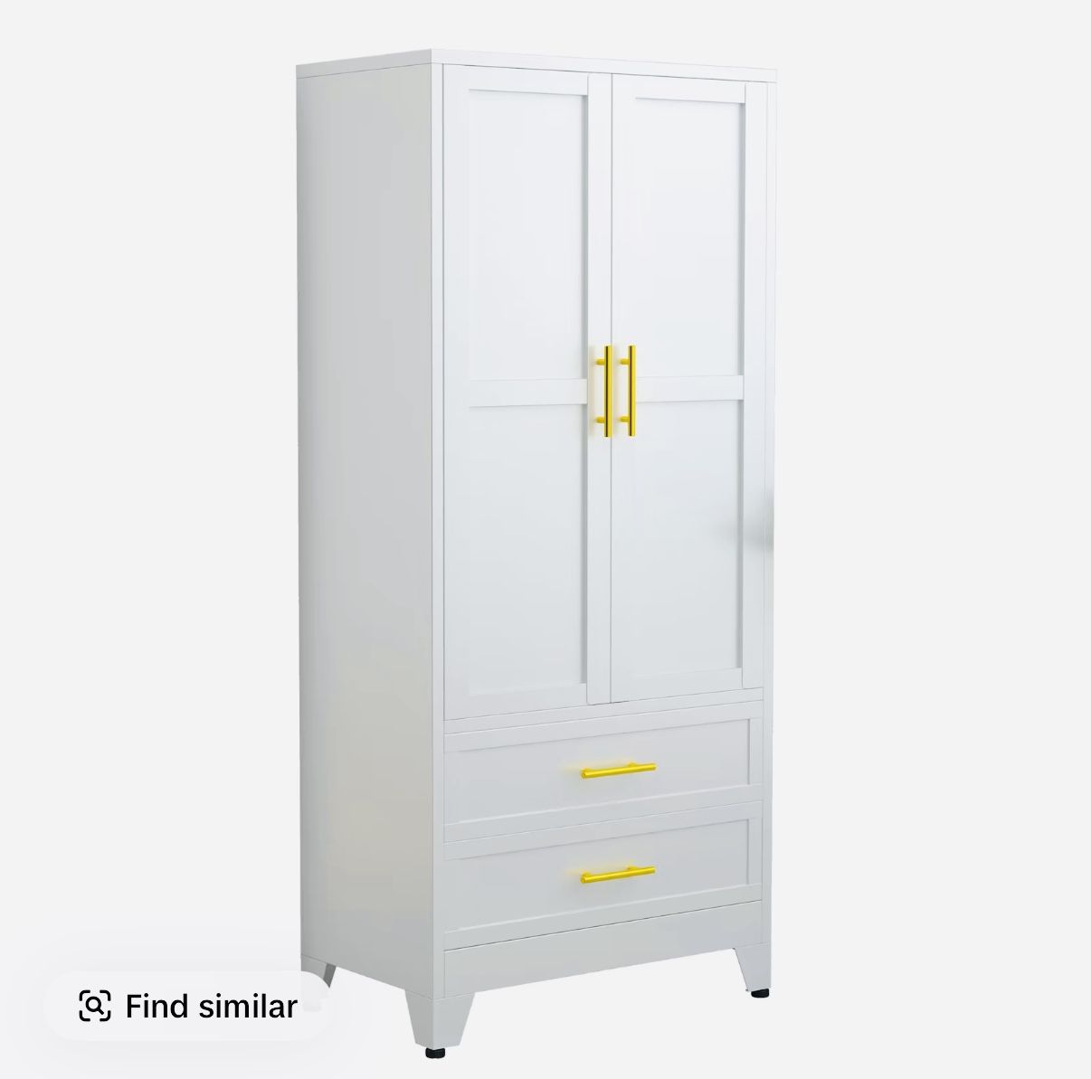Metal Wardrobe Closet with 2 Doors & 2 Drawers, 71'''' Tall Armoire Wardrobe Closet with Hanging Rods and Adjustable Shelf, Steel Wardrobe Storage Cab