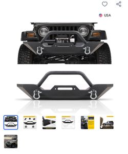 New in box Front Bumper for 87-06 Jeep Wrangler TJ YJ W/ Winch Plate D-Rings Rock Crawler, USVE9013