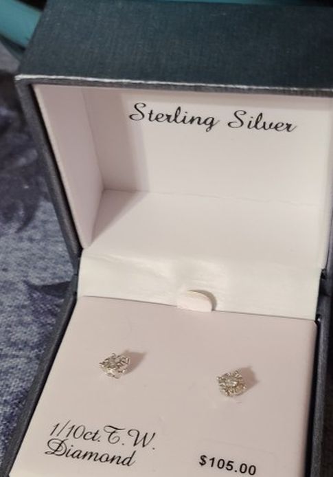Sterling Silver Earring 1/10ct.W.T. Diamond