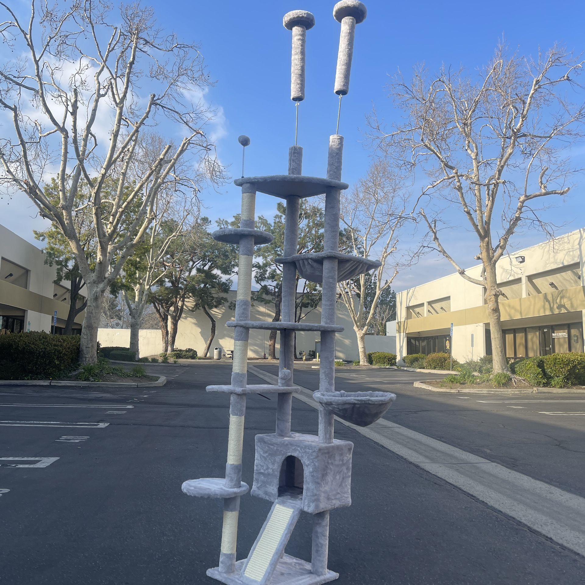 Floor to Ceiling Cat Tree Ajustable Height [82-108 Inches] 6 Tiers Tower Fit for 7-9 Feet Ceiling with Cat Condo Hammock 