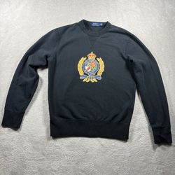 Polo Ralph Lauren Sweatshirt Men’s S Black Crest Patch Crewneck Sweater #2448